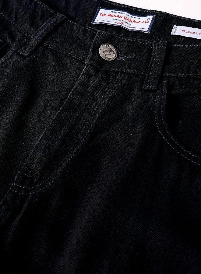 The Indian Garage Co  Men Relaxed Fit Solid Cargo Pocket Mid-Rise Jeans for Men | Best Price UAE
